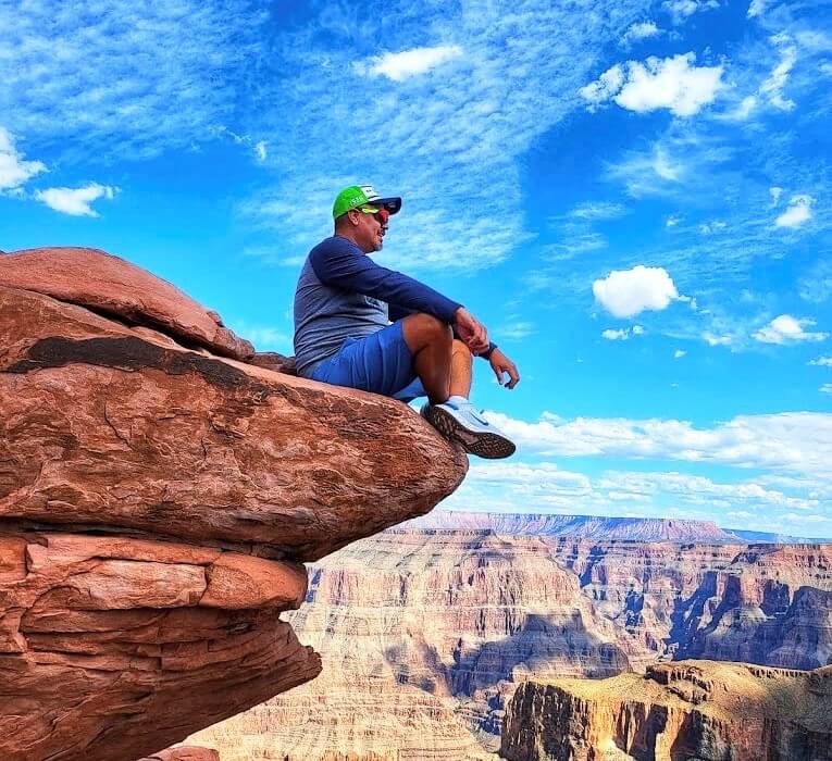 Sitting on the edge of the Grand Canyon