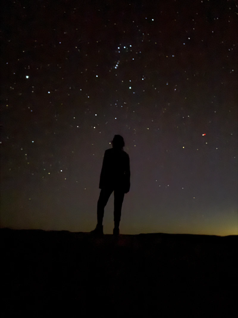 A girl is stargazing